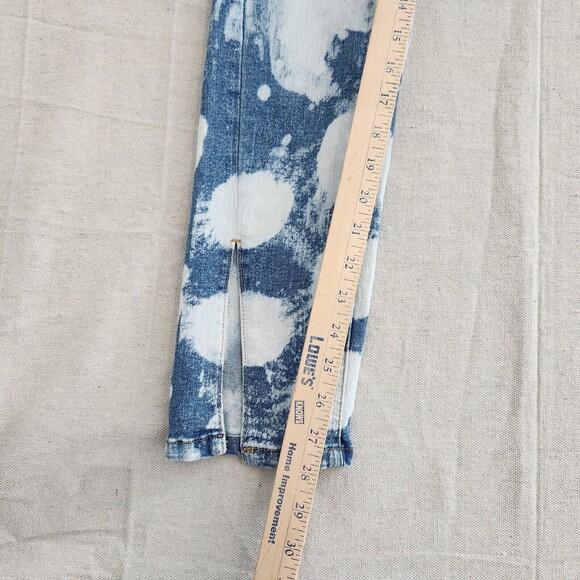 Luxe Moda Jeans Women 6 Blue Denim Acid Wash Straight Mid Rise Split Ankle 25x28 - Picture 6 of 15
